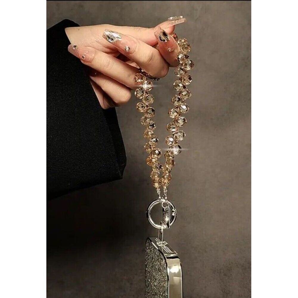Stunning Luxury Crystal Champaign Bead Wristlet attachment for Phone / Key chain